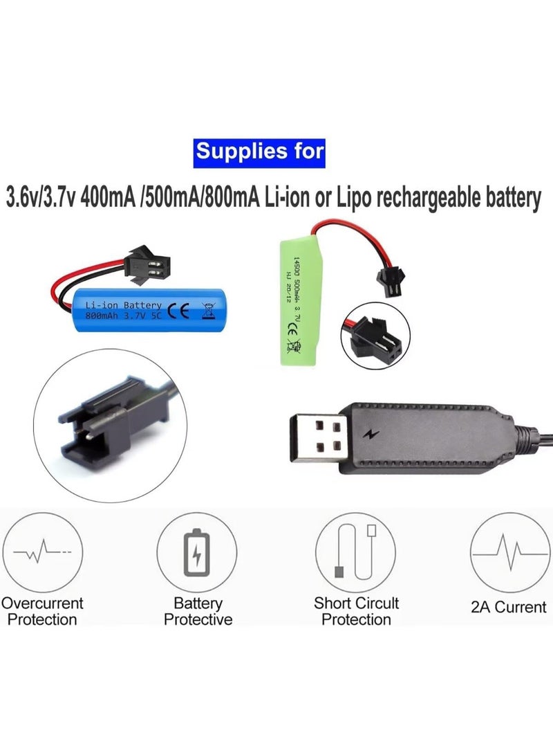 Peachjoy Battery Charger Cable USB Charging Cord, 3.6V 3.7V for LiPo Rechargeable Batteries, SM-2 Pin Plug, Compatible with RC Toys, Cars, Trucks, Tanks, Trains, Boats - Image 2